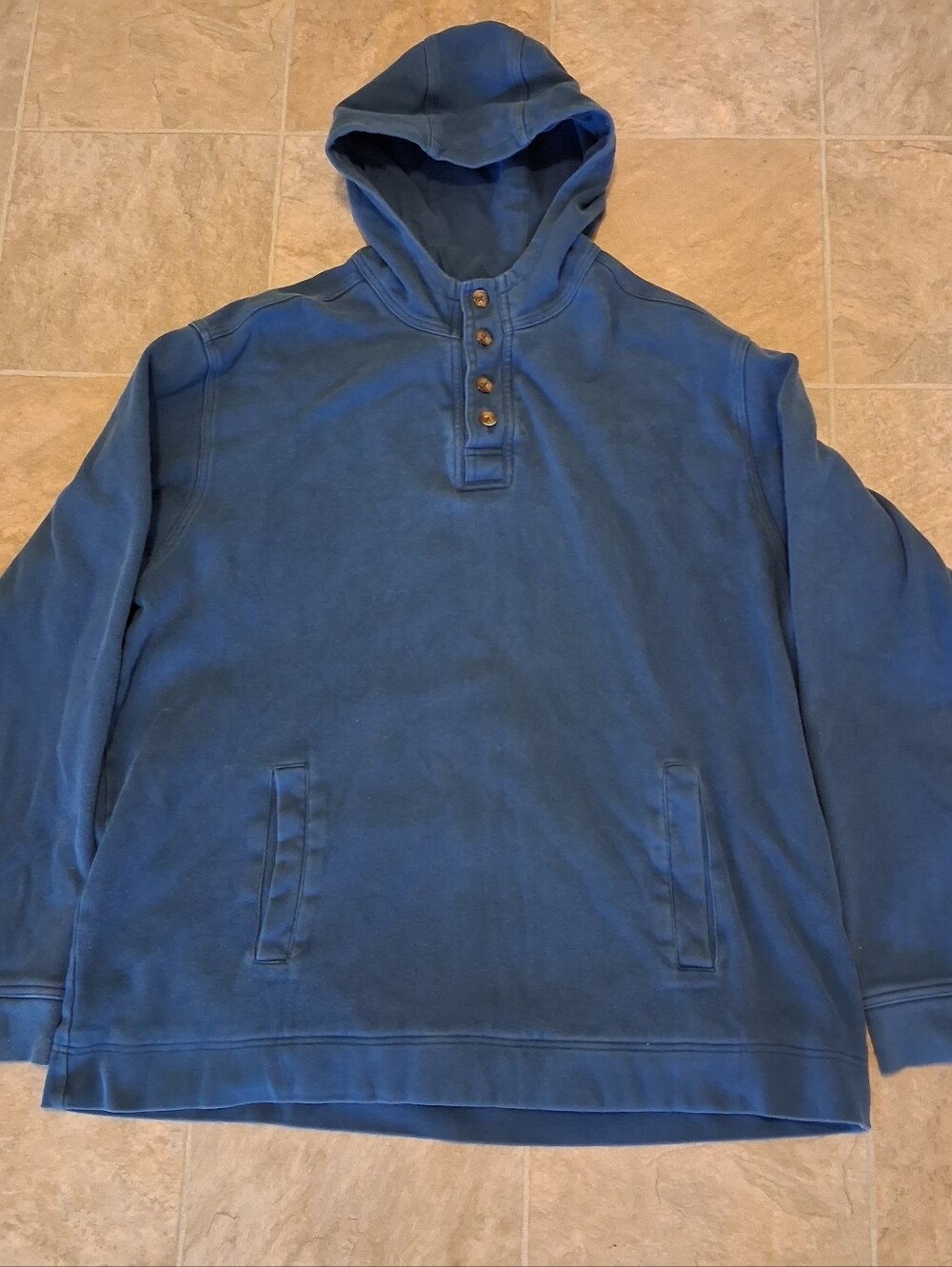 The Territory Ahead Hoodie Heavy Pullover Mens Size XL Buttons Pockets Blue